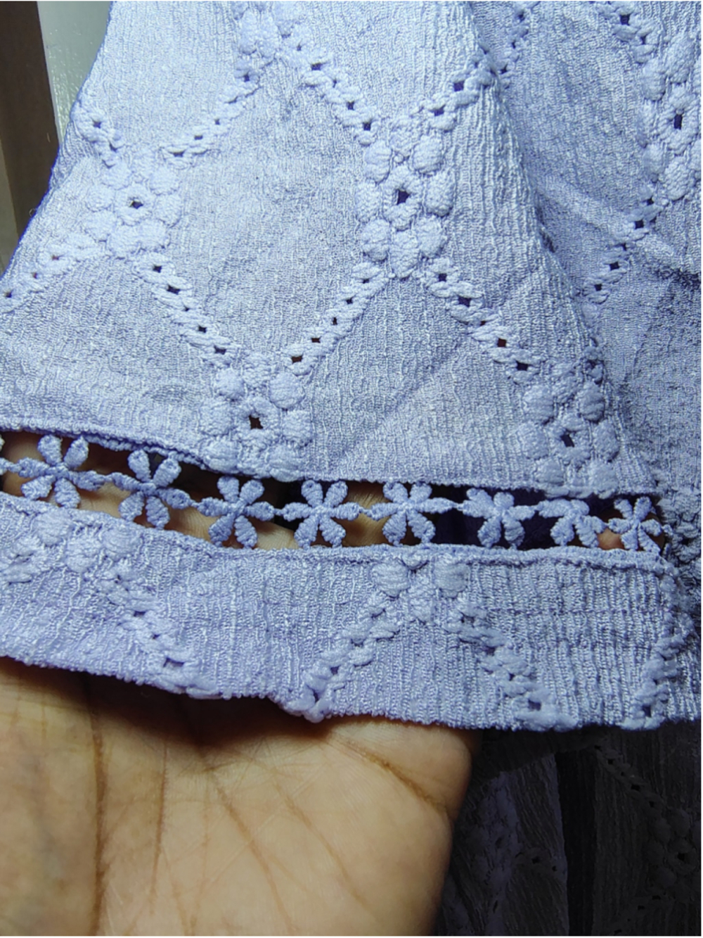 Falechay 2XL Lavender Eyelet Blouse NWT Plus Size Lilac Textured Top - Picture 8 of 10